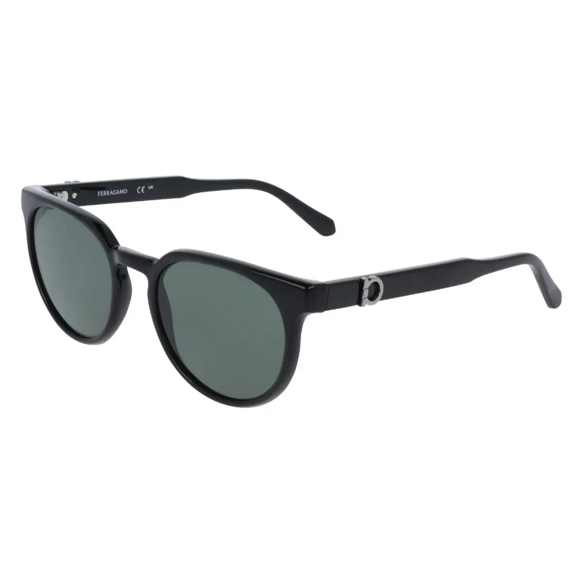 Ferragamo SF2059SE 001 Black Green Round Sunglasses 53mm Unisex by Salvatore Ferragamo