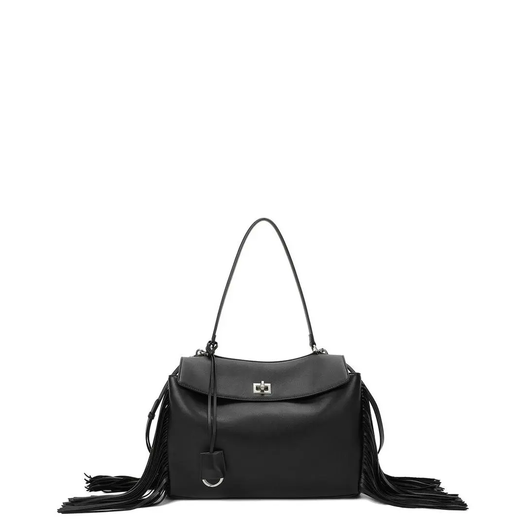 Tiffany Fred Paris Fringe Leather Shoulder Bag Women`s Black by Tiffany & Co.