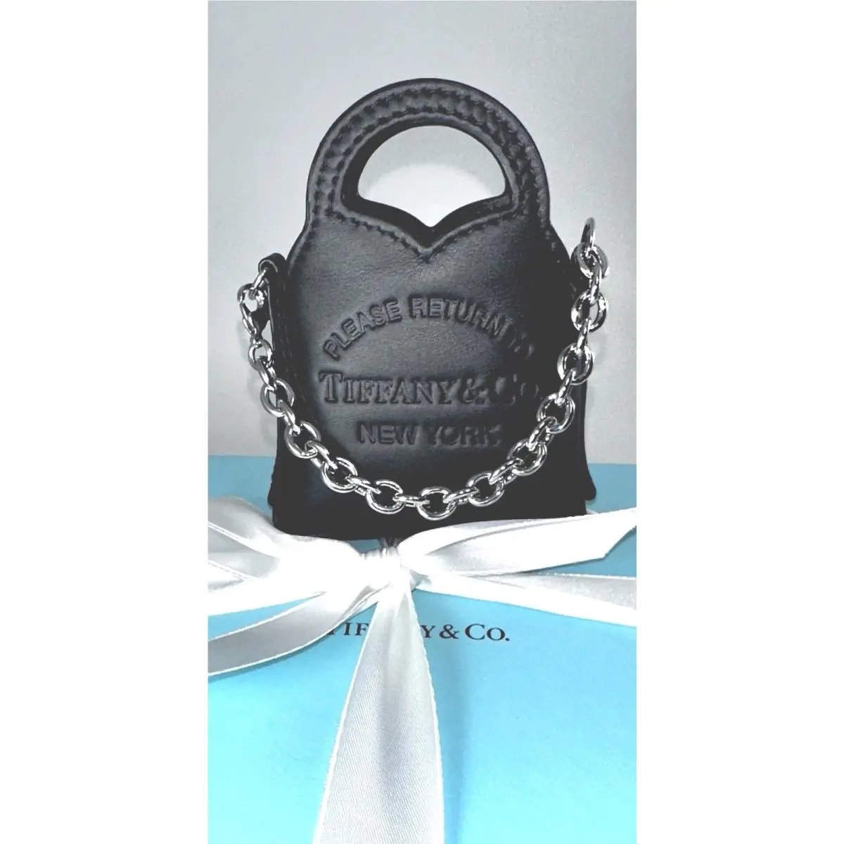 Tiffany Co Return To Tiffany Black Leather Heart Nano Micro Bag Box D/bag by Tiffany & Co.