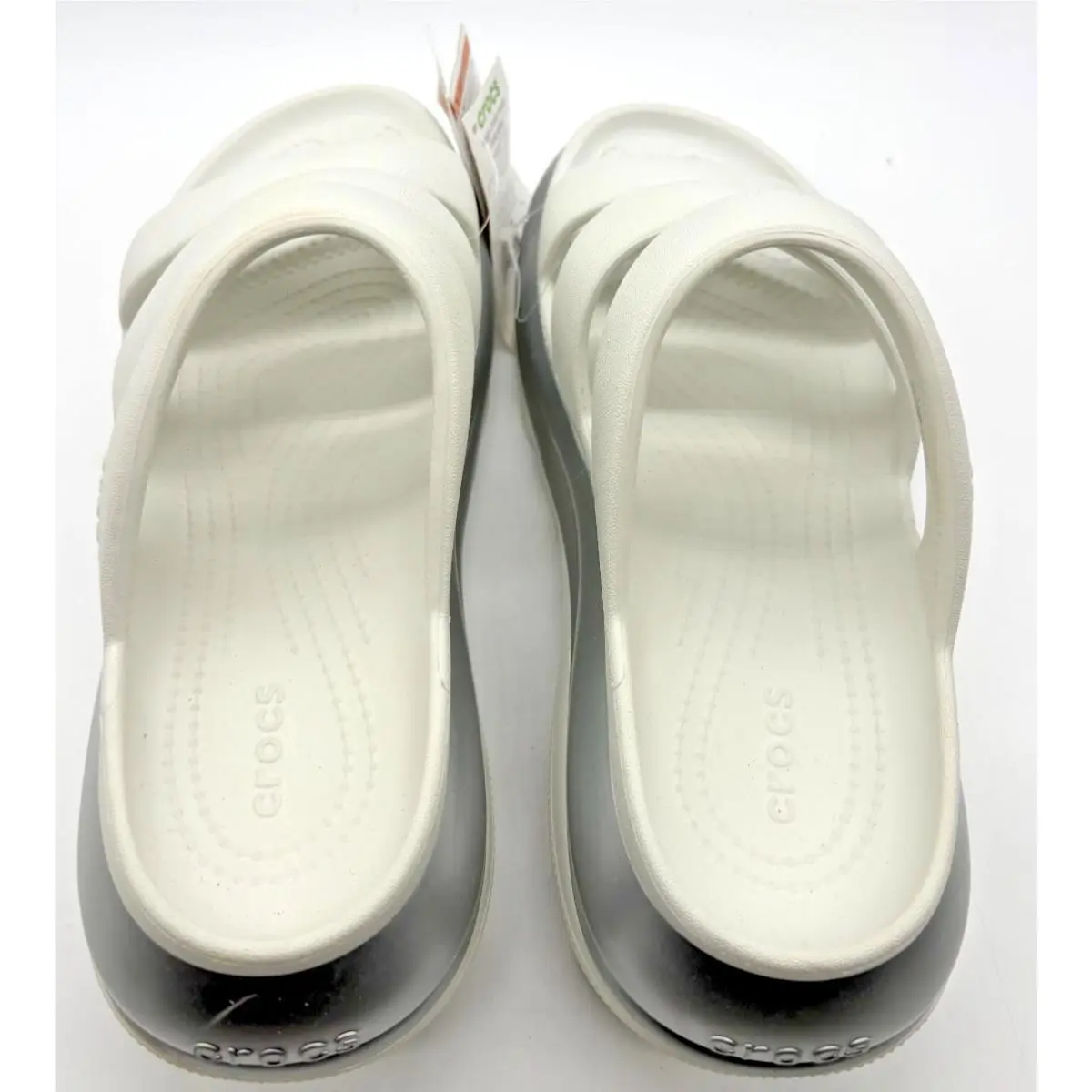 Crocs shoes - Crocs Mega Crush Metallic Triple Strap - 210459-1OQ - Silver / White (UPC: 196265736959) 3