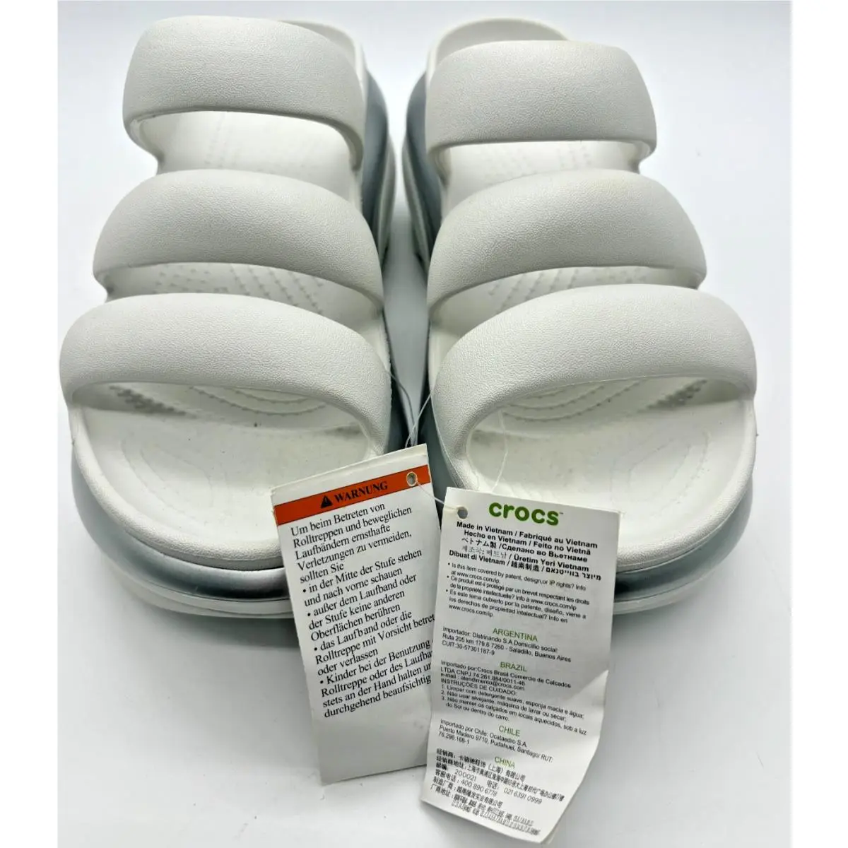 Crocs shoes - Crocs Mega Crush Metallic Triple Strap - 210459-1OQ - Silver / White (UPC: 196265736959) 4