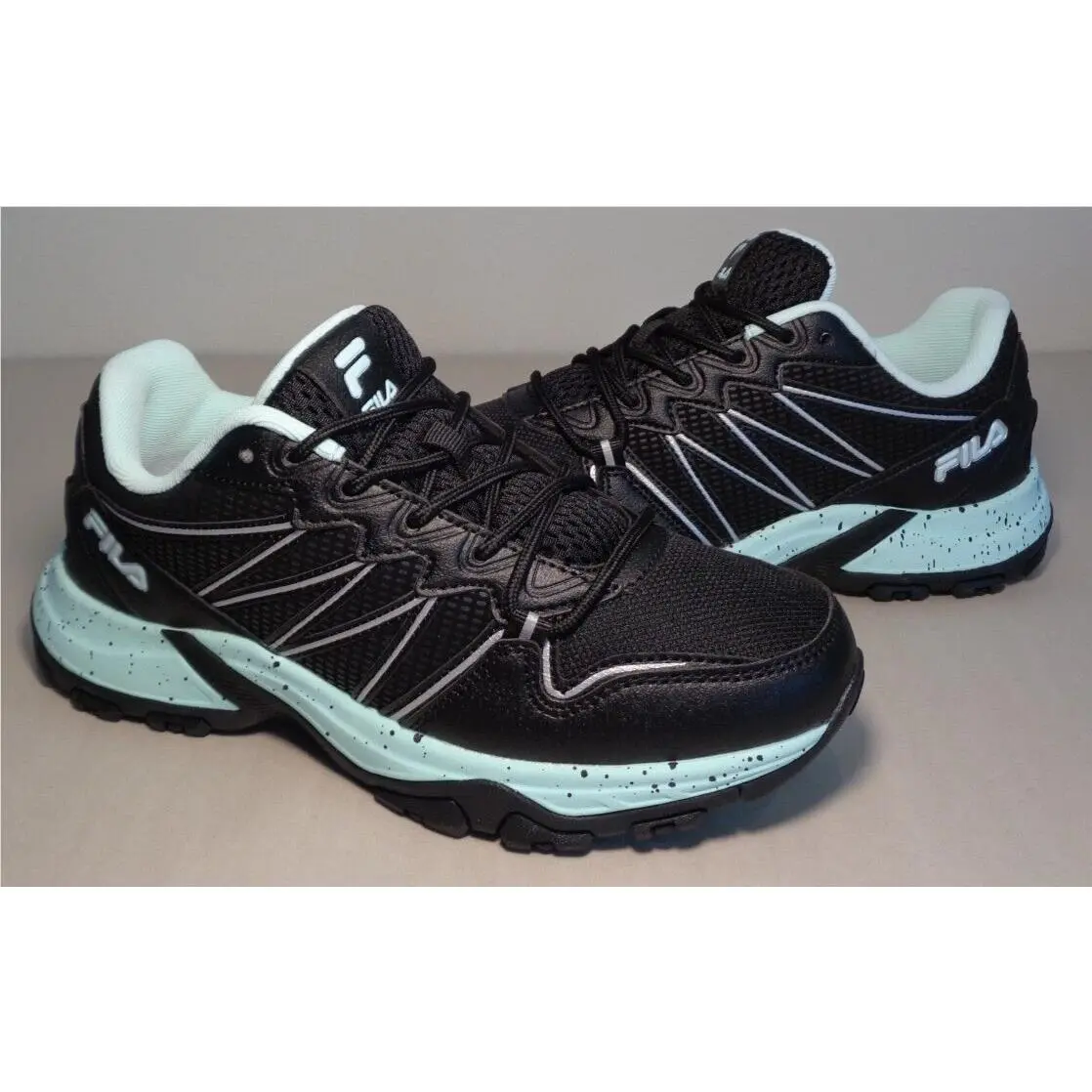 Fila Size 7.5 M Quadrix Black / Aqua Trail Sneakers Women`s Shoes