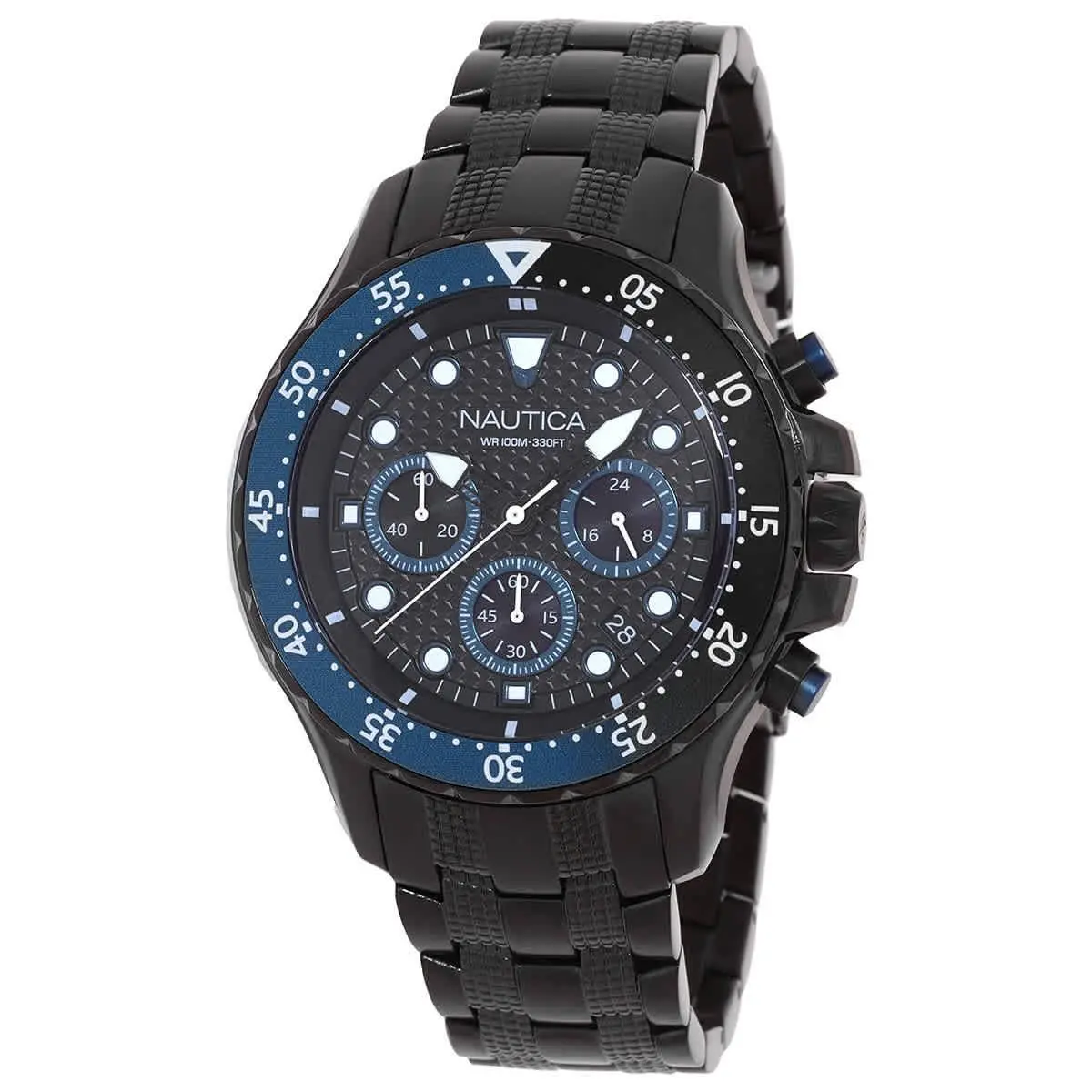 Nst Chronograph Quartz Black Dial Men`s Watch NAPNSF406 by Nautica