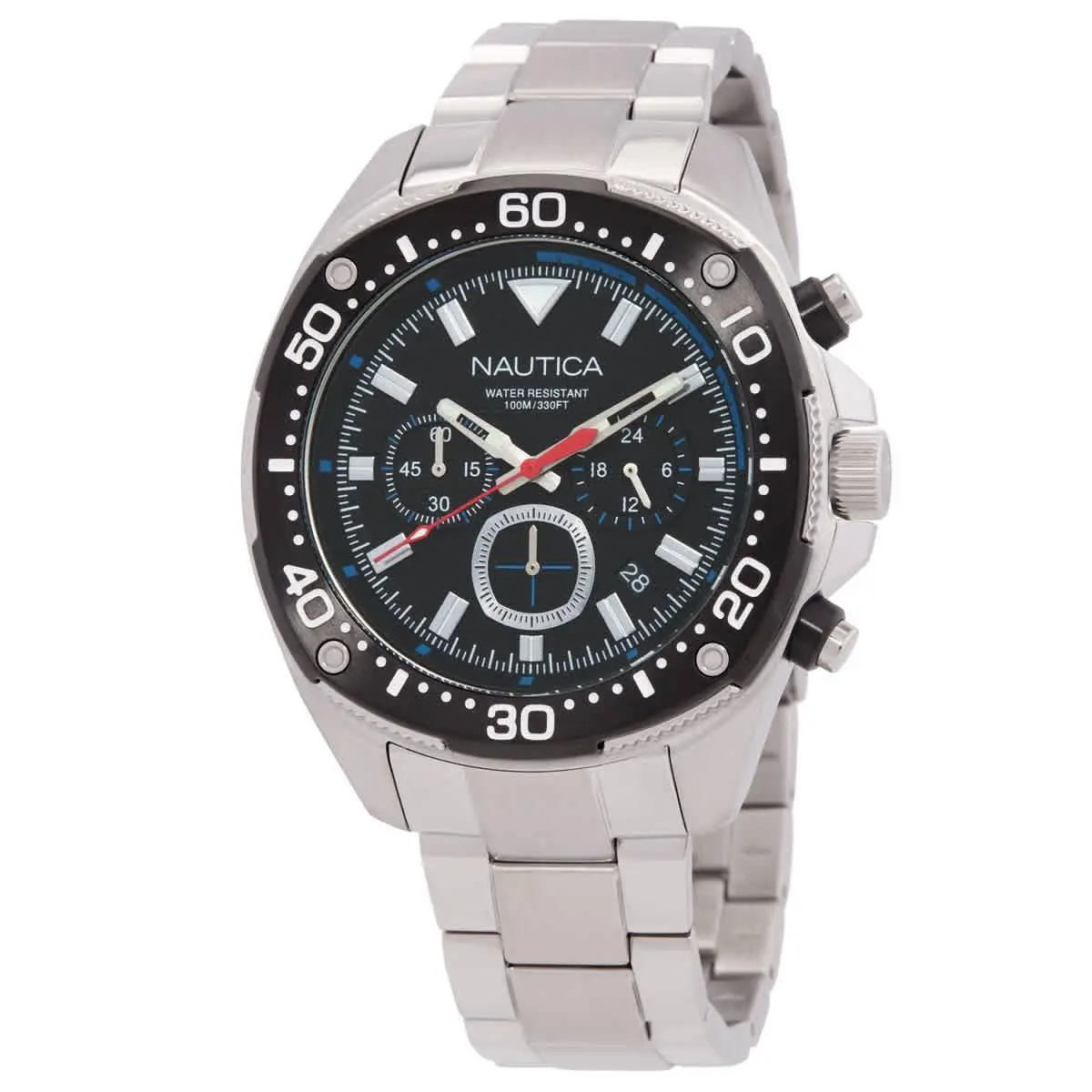 Nautica Nct Blue Sail Chronograph Quartz Black Dial Men`s Watch NAPBSF406