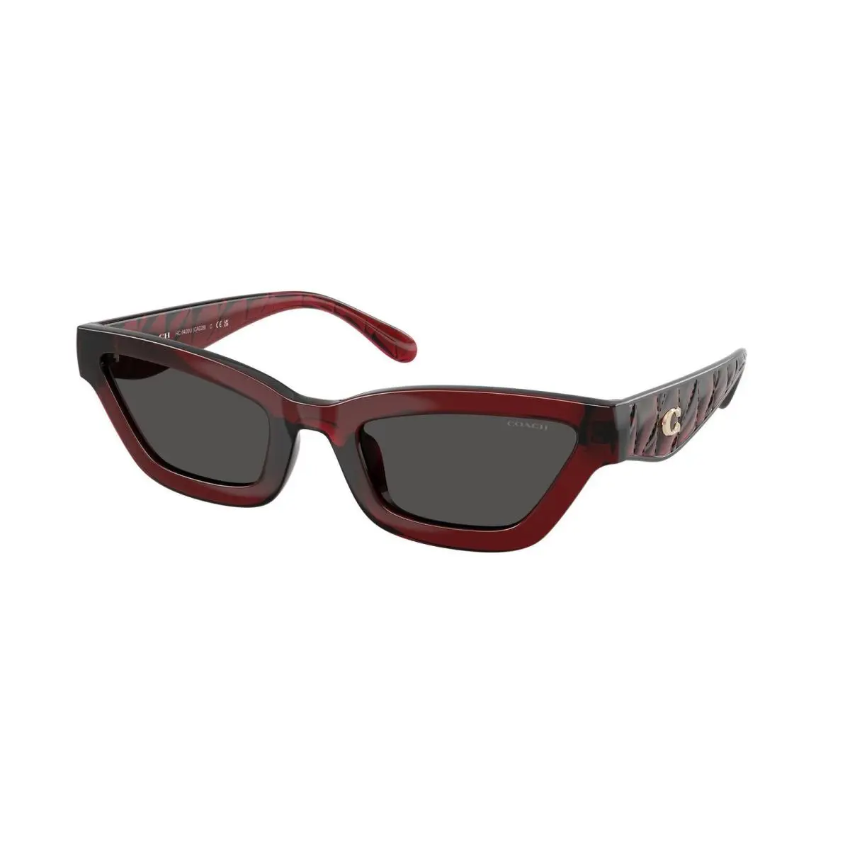 HC 8420 U Transparent Deep Red / Grey Solid 587487 Size 55 Sunglasses by Coach