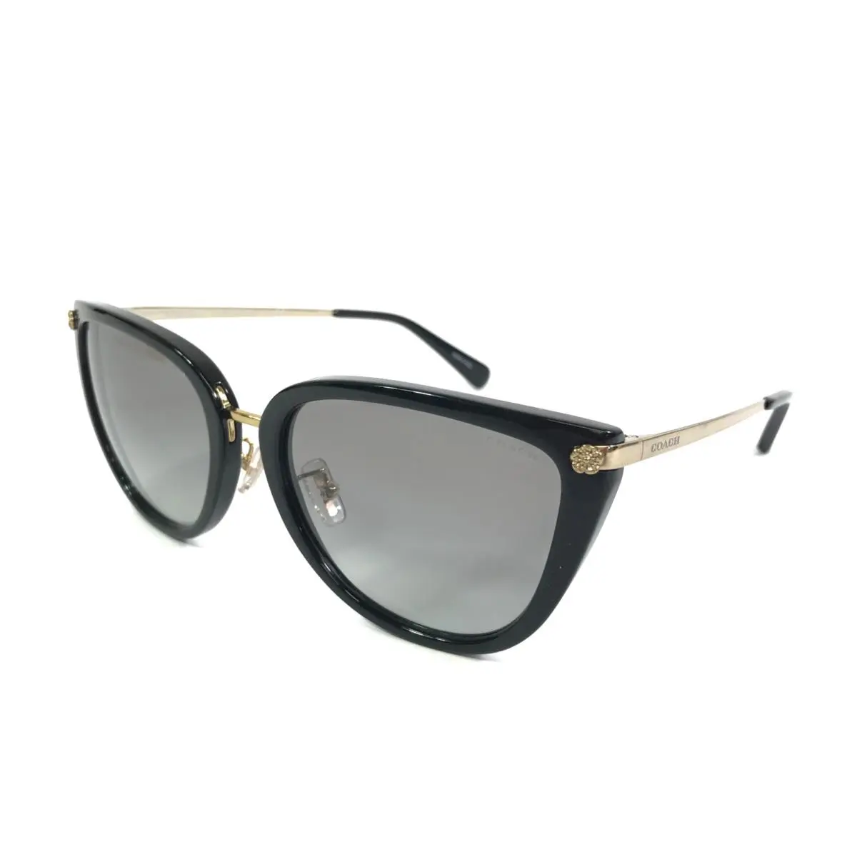 Sunglasses HC8276 L1099 500211 Black Gold Cat Eye w/ Gradient Gray Lenses by Coach