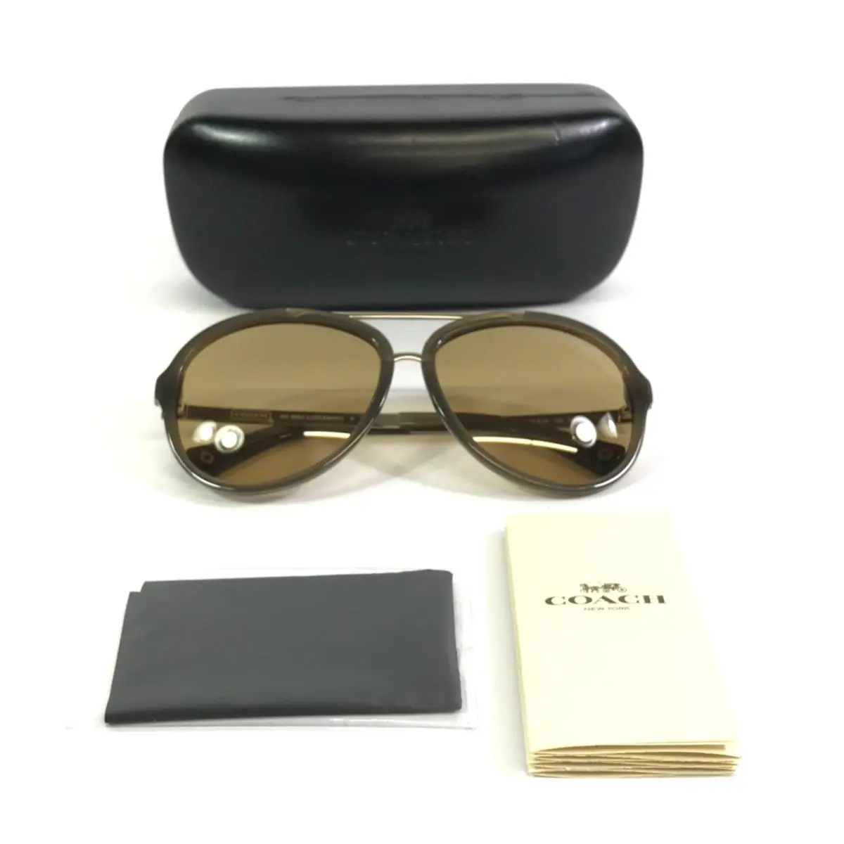 Sunglasses HC 8054 L050 Kendra 5168/71 Milky Olive/silver w/ Yellow Lenses by Coach