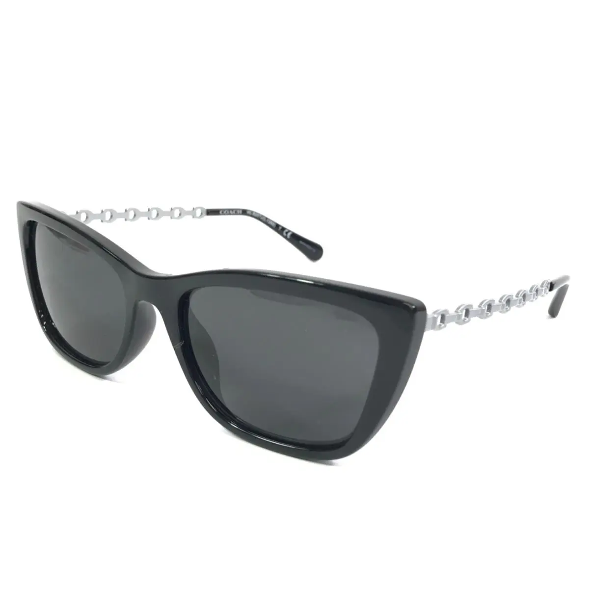 Sunglasses HC8257U L1065 500287 Black Silver Cat Eye Frames w/ Gray Lenses by Coach