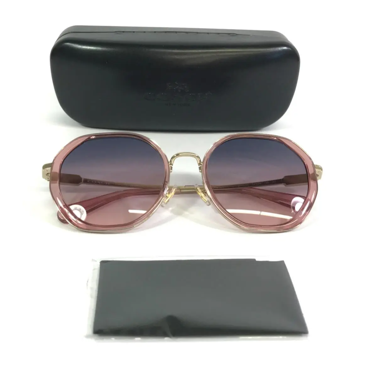Sunglasses HC 7141 CD477 90050J Transparent Pink/light Gold Round Frames by Coach