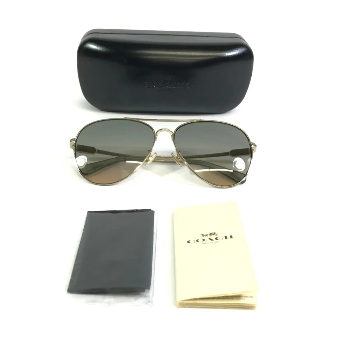 Sunglasses HC7140 CD474 900513 Shiny Light Gold with Gradient Green Lenses by Coach