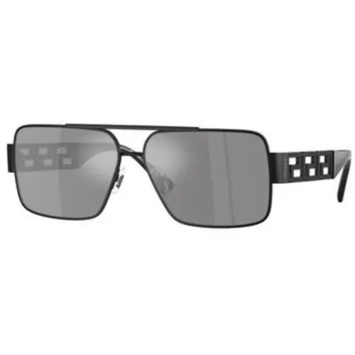 VE 2290 Matte Black / Dark Grey Mirror Silver 12616G Size 61 Sunglasses by Versace