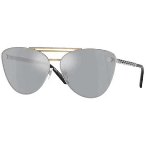 VE 2267 Silver/gold / Blue Mirror Silver 15141U Size 64 Sunglasses by Versace
