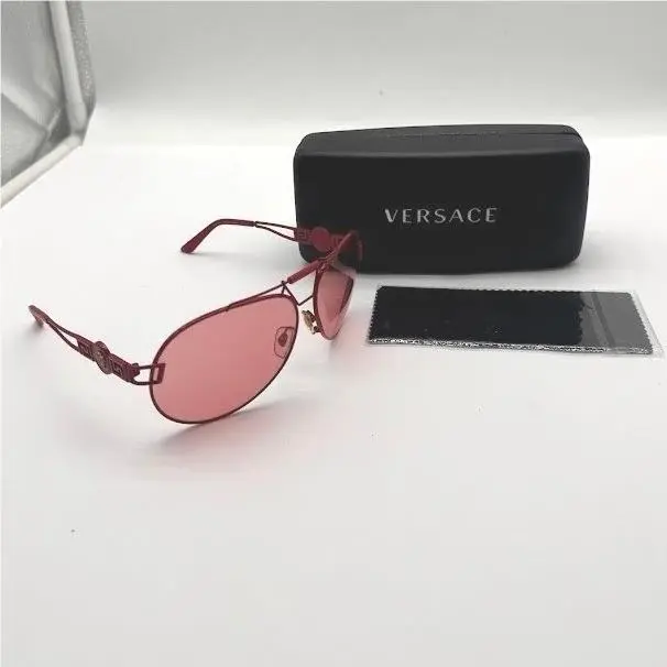 Mod 2160 Sunglasses Pink Red Medusa Greca 63mm Made Italy W/case by Versace