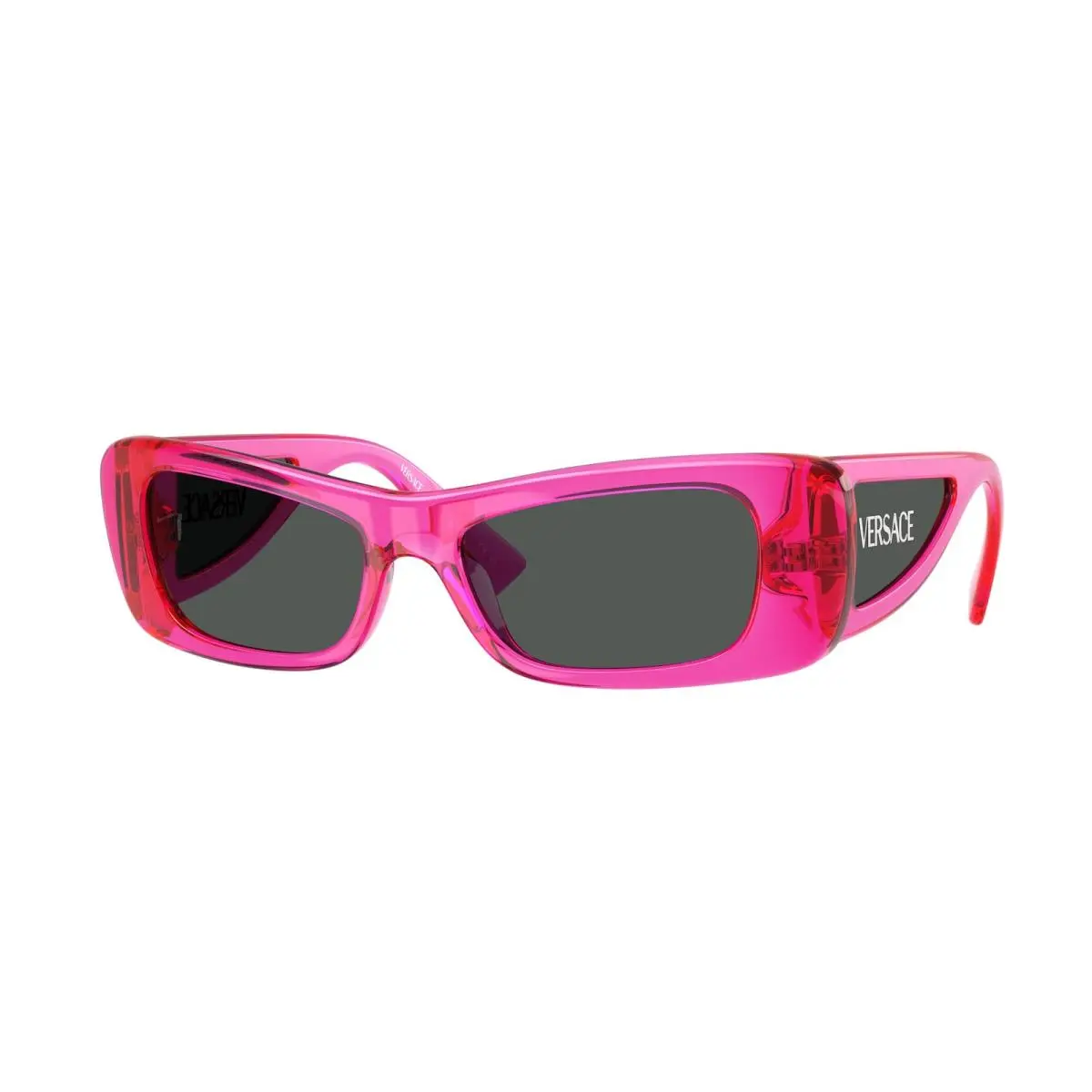 VE 4481 Fuchsia Fluo Transparent / Dark Grey 543487 Size 54 Sunglasses by Versace
