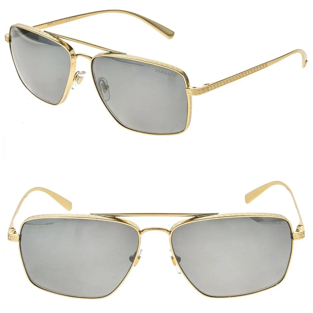 VE2216 Greca Medusa 2216 Gold Silver Mirror Polarized Aviator Sunglasses by Versace