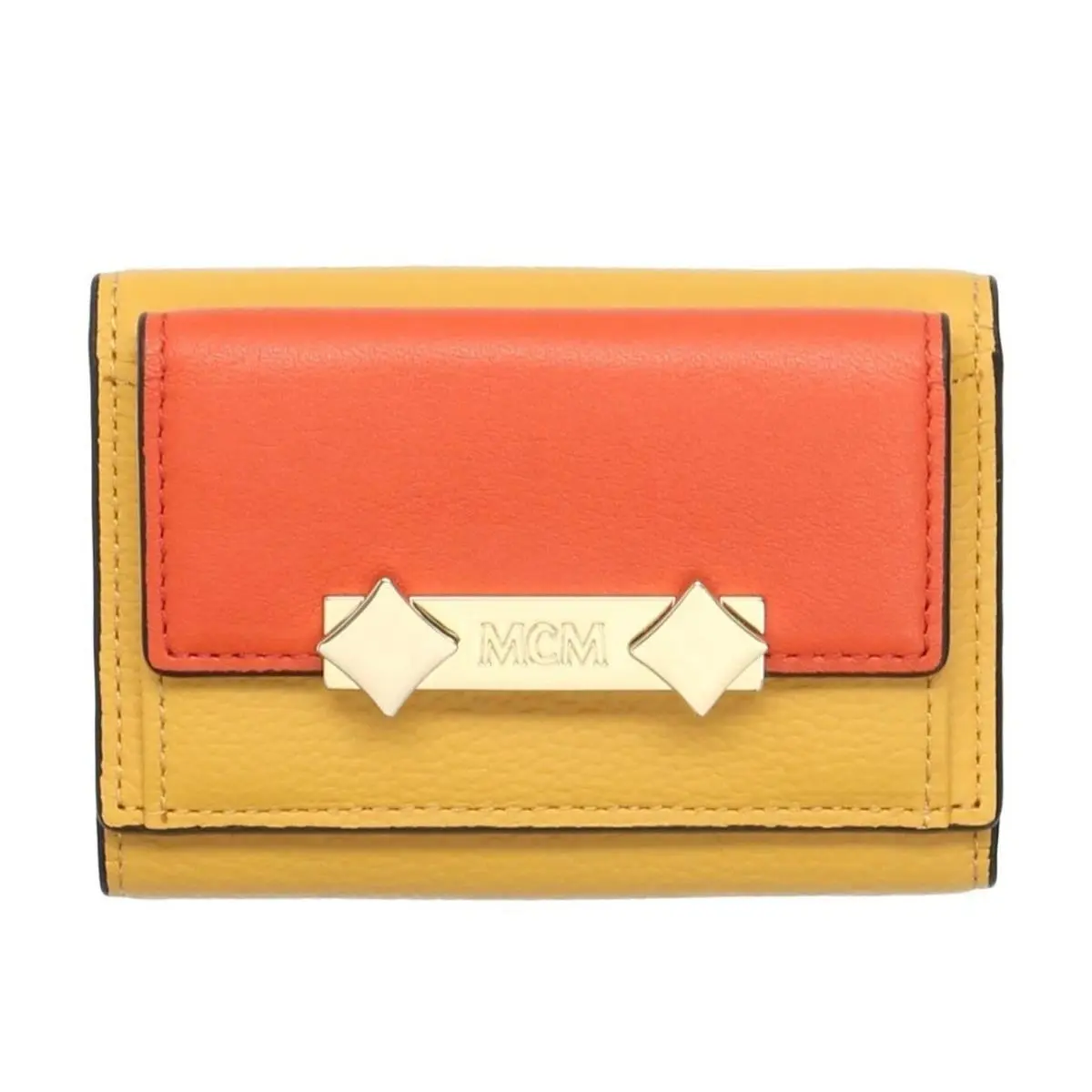 Mcm Milano Flap Leather Wallet Small Tri-fold Mini Colorblock 6 Card Slots by MCM