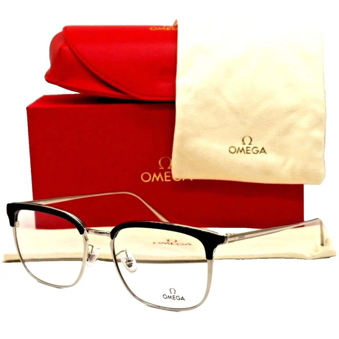 Omega OM 5018-H 092 Navy Blue ON Silver Eyeglasses Frame 55-19