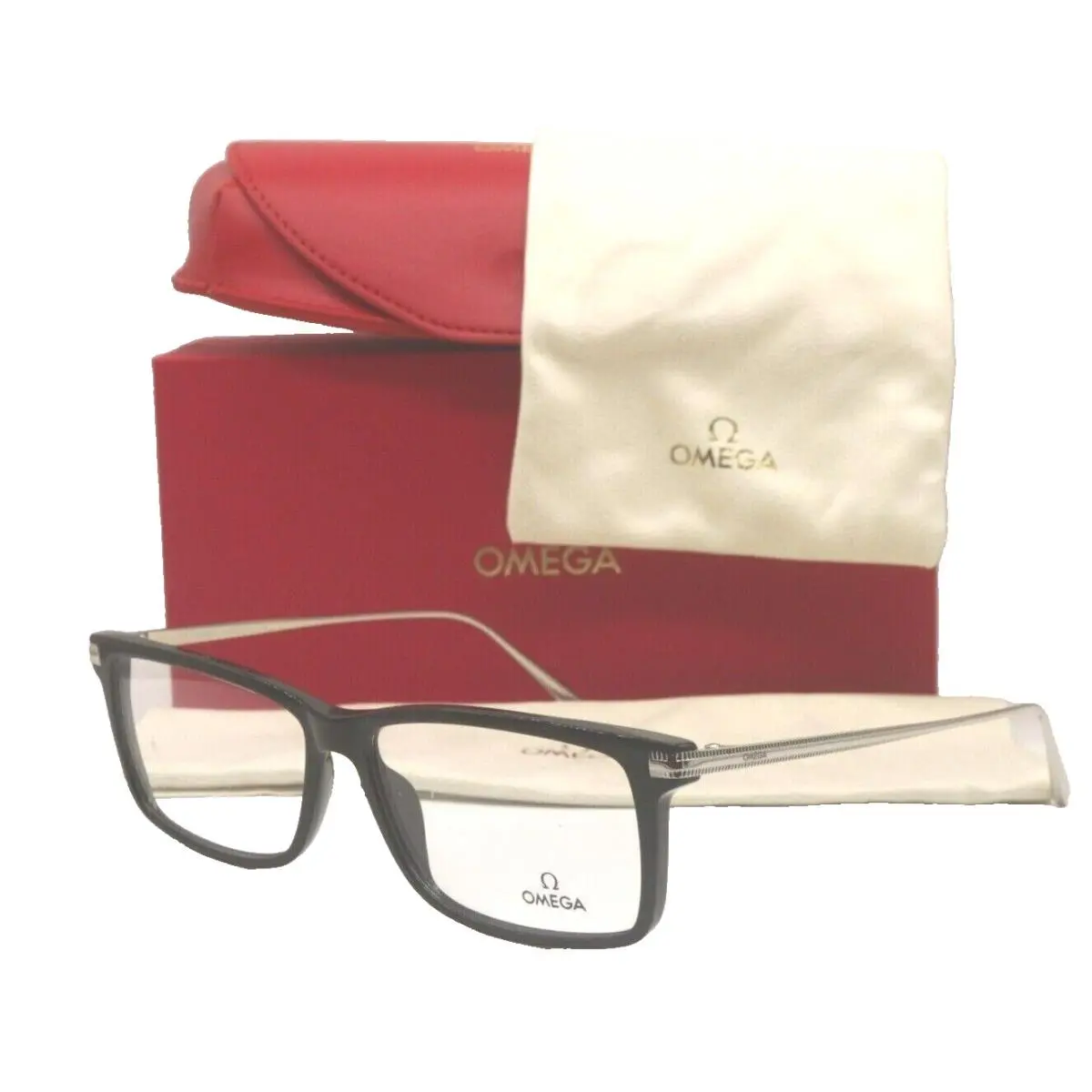OM 5014 001 Black with Silver Temples Eyeglasses Frame 58-14 by Omega