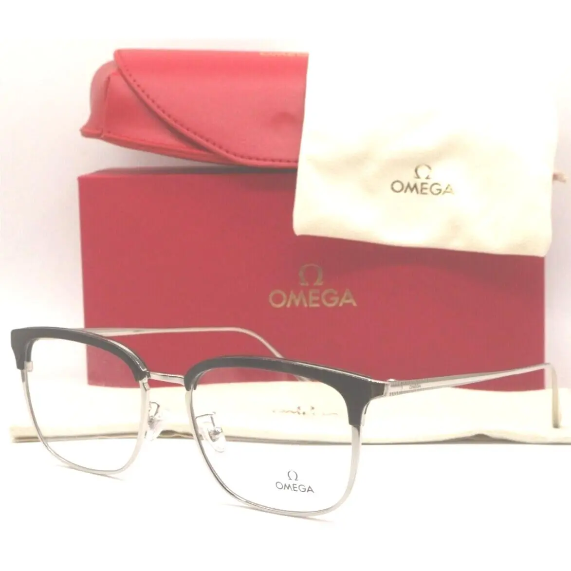 OM 5018-H 001 Black Silver Eyeglasses Frames RX 55-19 by Omega