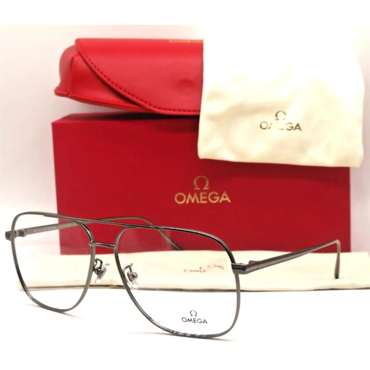 Omega OM 5006-H 008 Aviator Gunmetal Eyeglasses Frame 60-14