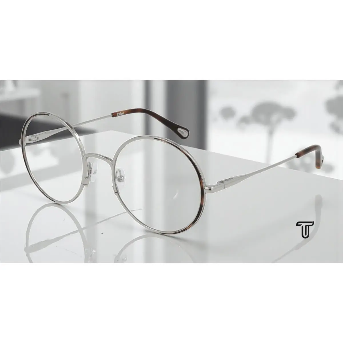 Chloe CH0040O 003 Round Silver Havana Demo Lens 53 mm Women`s Eyeglasses