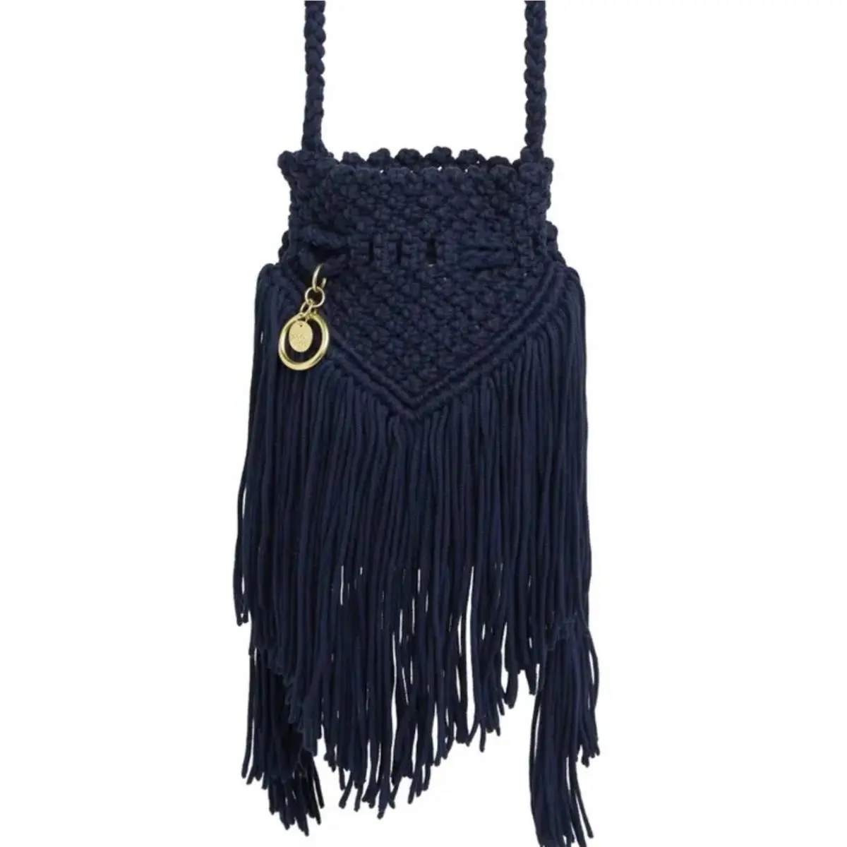 See By Chloe Roby Macrame Fringe Shoulder Bag Ultramarine Blue Boho by Chloé