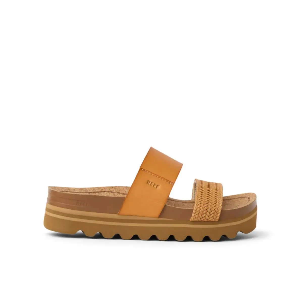 Reef Women`s Vista Hi Buckle Arch Support Platform Sandal Natural Braid Size 6