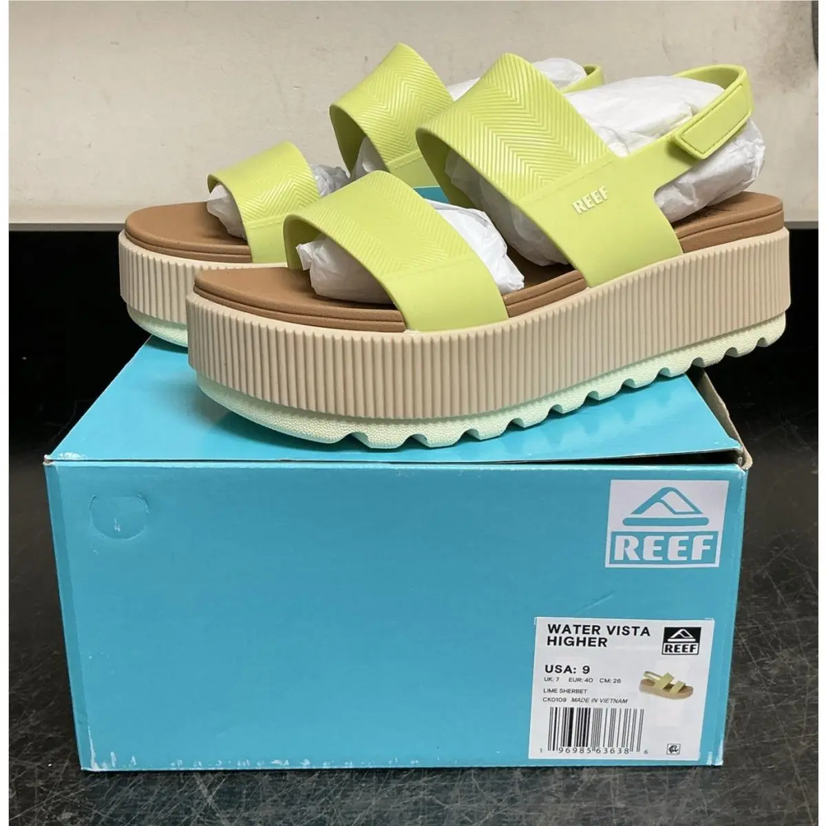 Reef Women`s Water Vista Higher Platform Sandals Lime Sherbet US Women’s 9