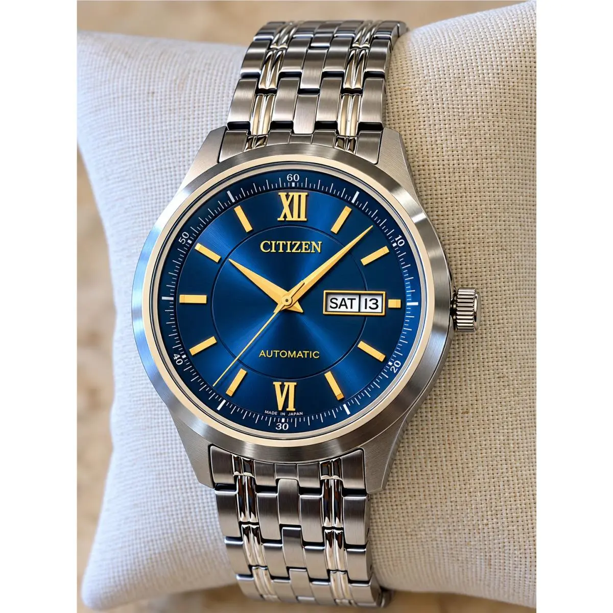 Collection Automatic Sapphire NY4050-71L Blue Dial Date Day Men`s Watch by Citizen