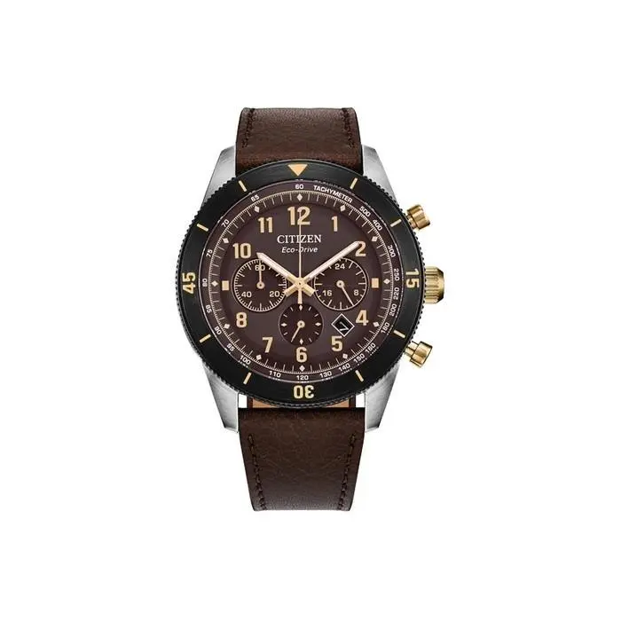 Citizen Terra Force CA4746-08X Eco-drive Chronograph Brown Dial Leather 43mm