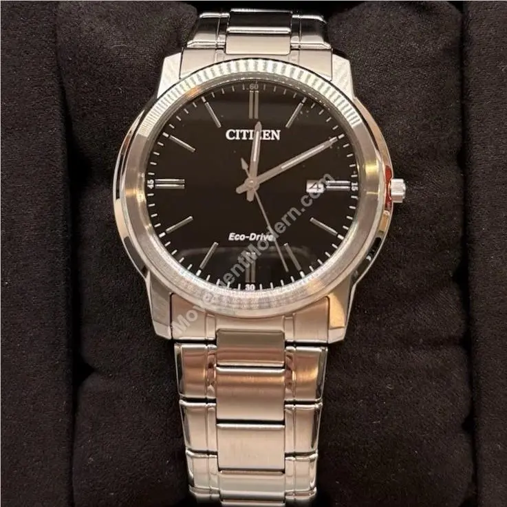 Eco-drive AW1218-56E Men’s 42mm Black Dial Stainless Steel Watch by Citizen