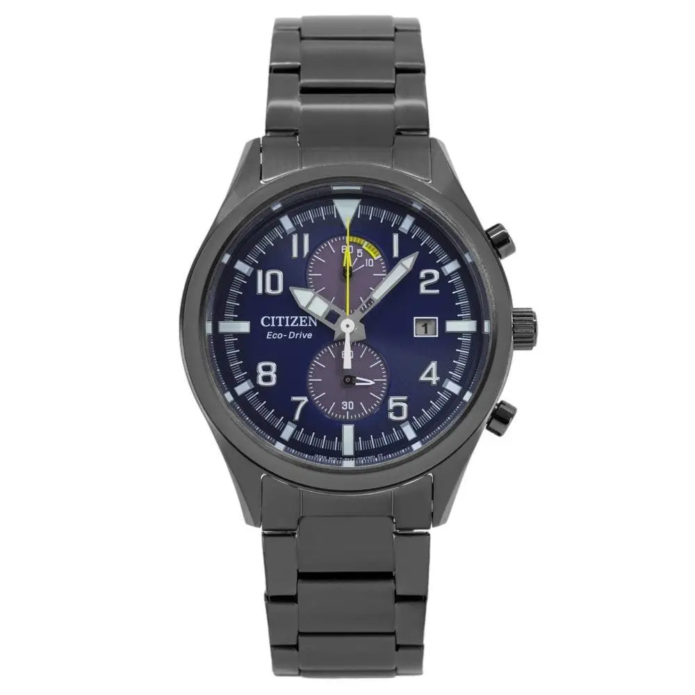 Citizen CA7027-83L Men`s Eco-drive Chronograph Blue Dial Black Stainless Steel