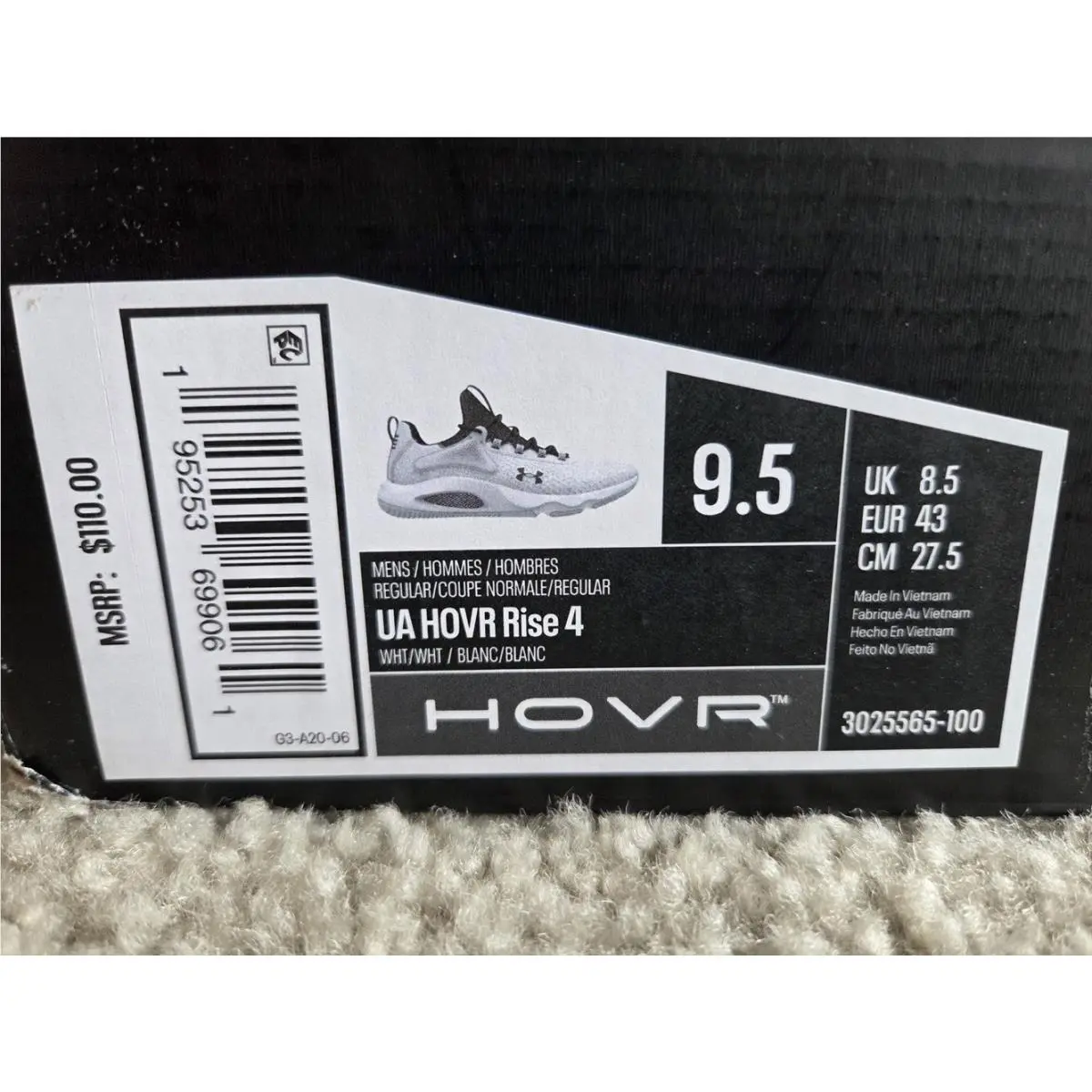 Under Armour shoes - Under Armour HOVR Rise 4 - 3025565-100 - White (UPC: 195253699061) 6