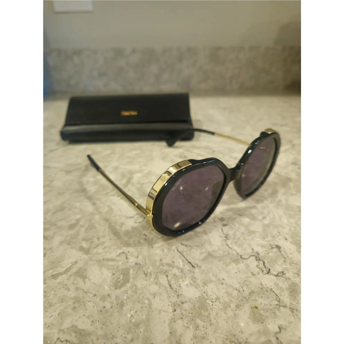 Max Mara Liz MM0094 Sunglasses Oversized Round Gold Black