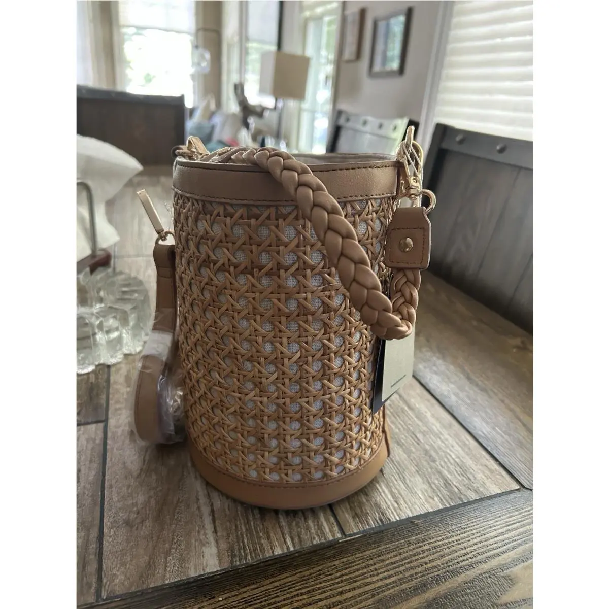 Tommy Bahama Rattan Woven Bucket Bag