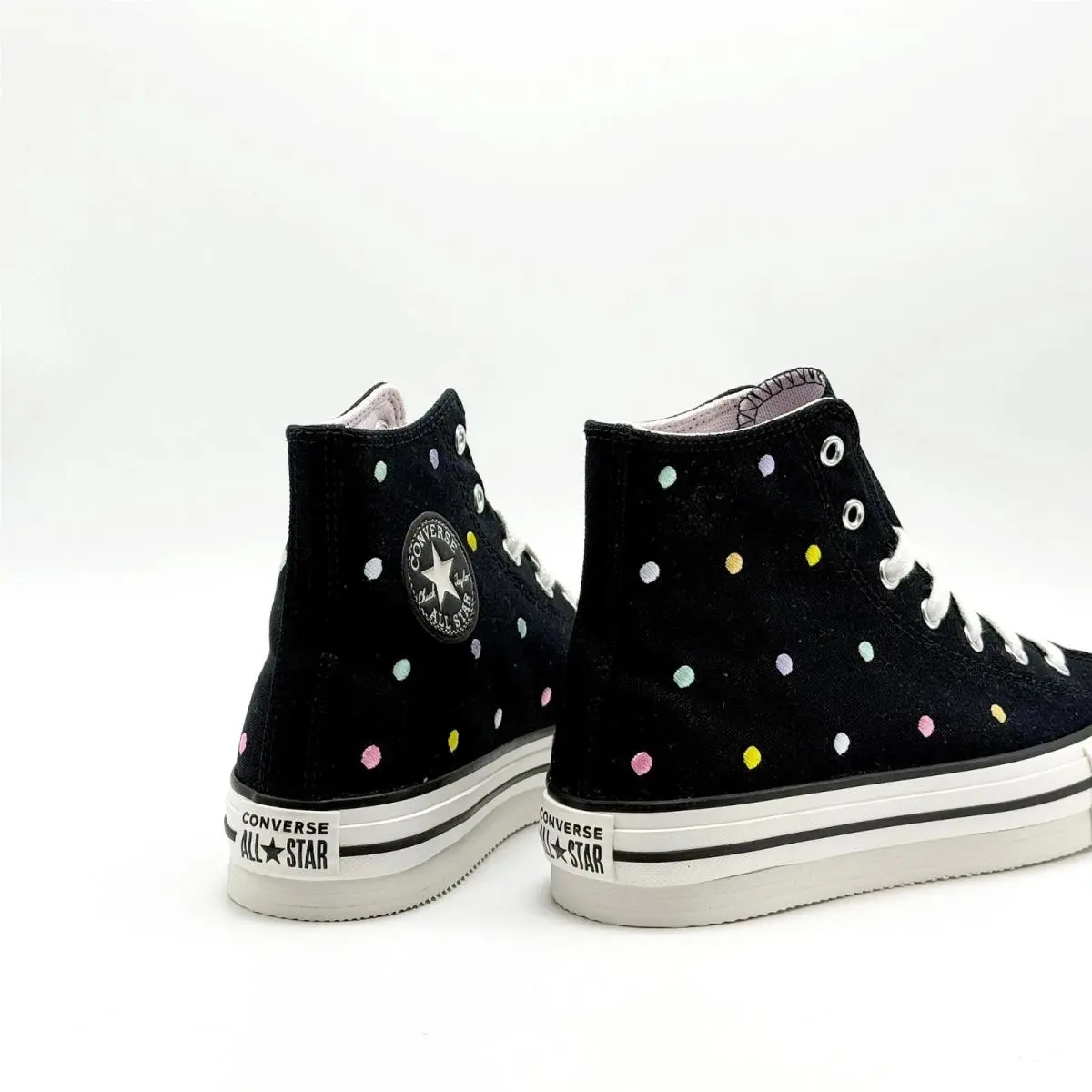 Converse shoes - Converse Chuck Taylor All Star EVA Lift - Black / Vintage White / Egret (Multi-Dot Embroidery) 6