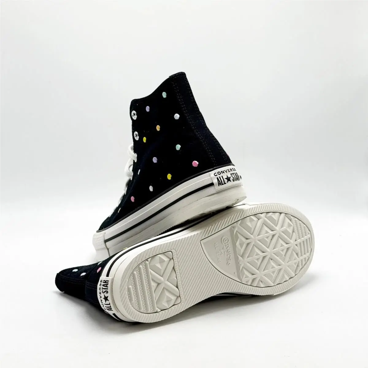 Converse shoes - Converse Chuck Taylor All Star EVA Lift - Black / Vintage White / Egret (Multi-Dot Embroidery) 7