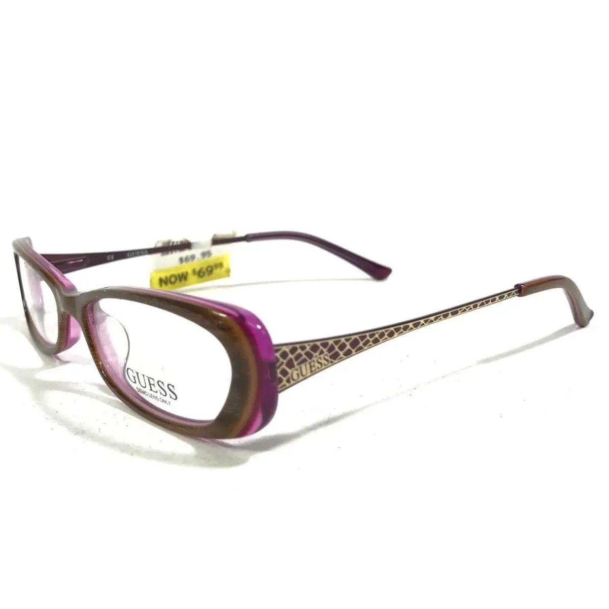 GU 2271 Brn Eyeglasses Frames Brown Purple Rectangular Cat Eye 52-15-140 by Guess