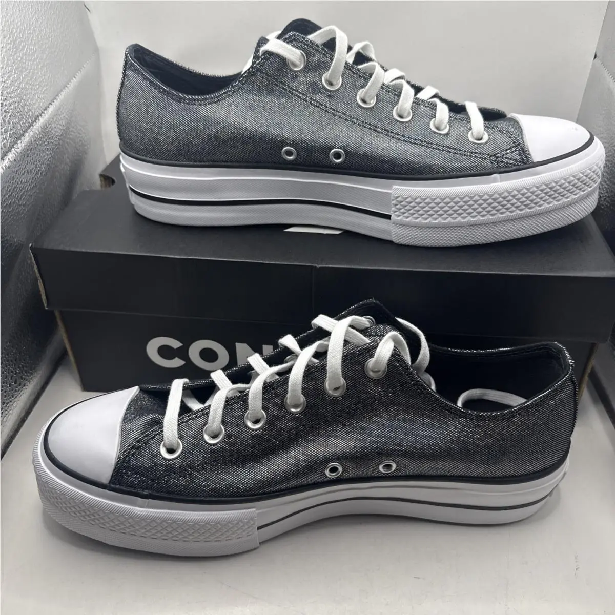 Converse shoes - Converse CTAS Lift OX - CTAS Lift - Silver/White/Black (UPC: 0194432400689) 2