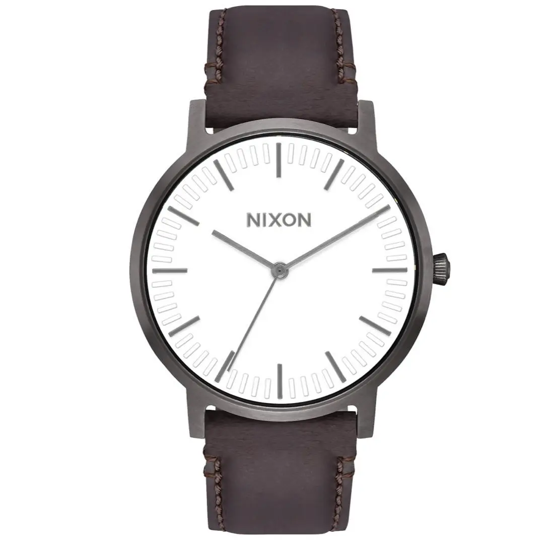 Porter Gun Metal Watch Brown Leather Strap 40mm A1058 2368 by Nixon