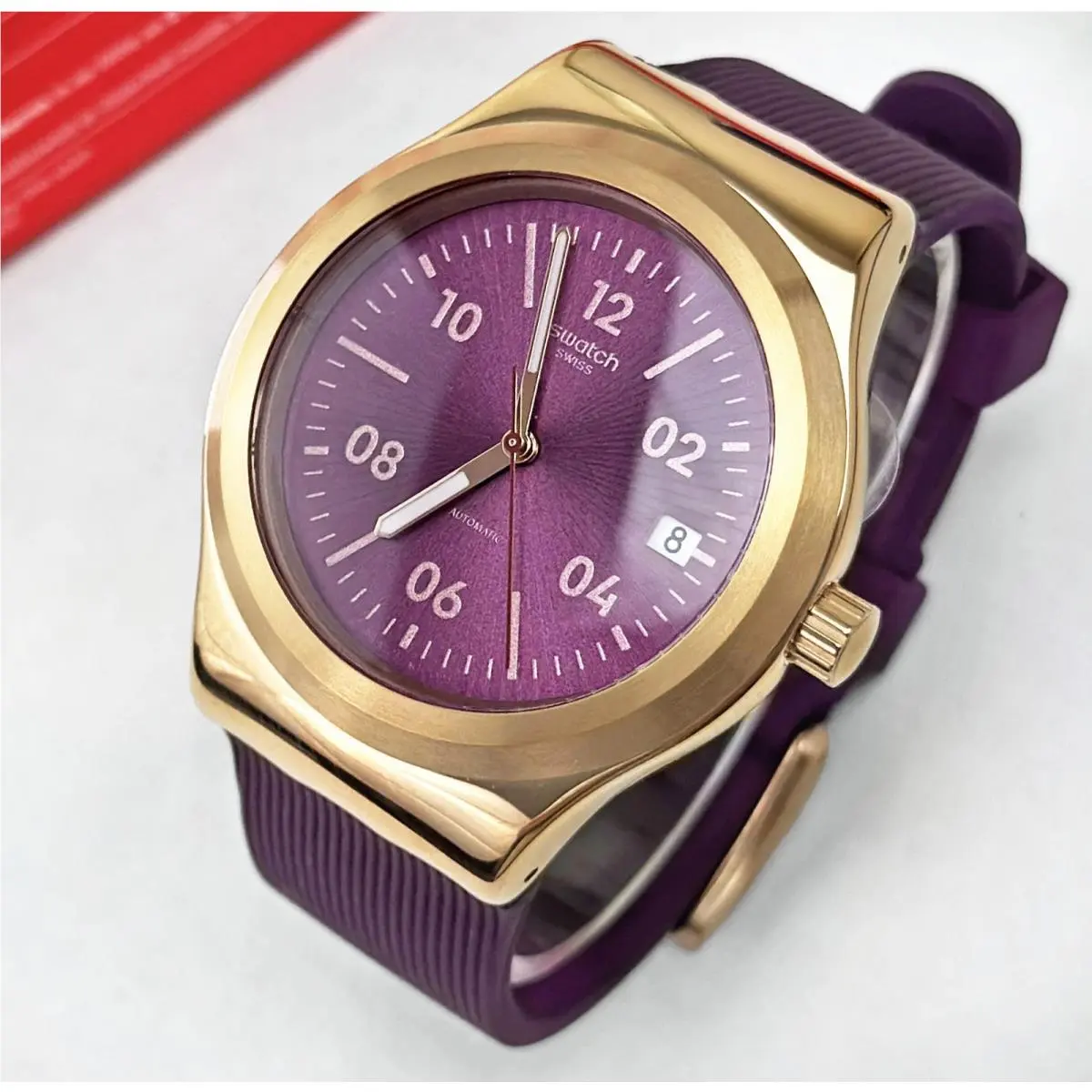 Irony sistem51 Swiss Eta Automatic Date YIG401 Burgundy Story 42mm Watch by Swatch