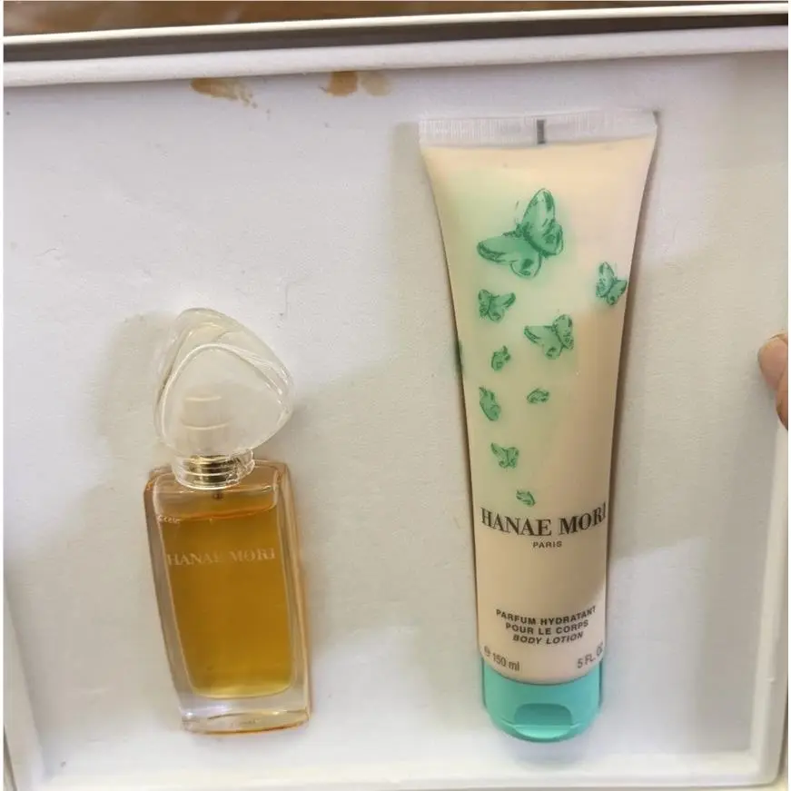 Paris Perfume Gift Set 1 oz Edp 5 oz Lotion Vintage Butterfly Box by Hanae Mori