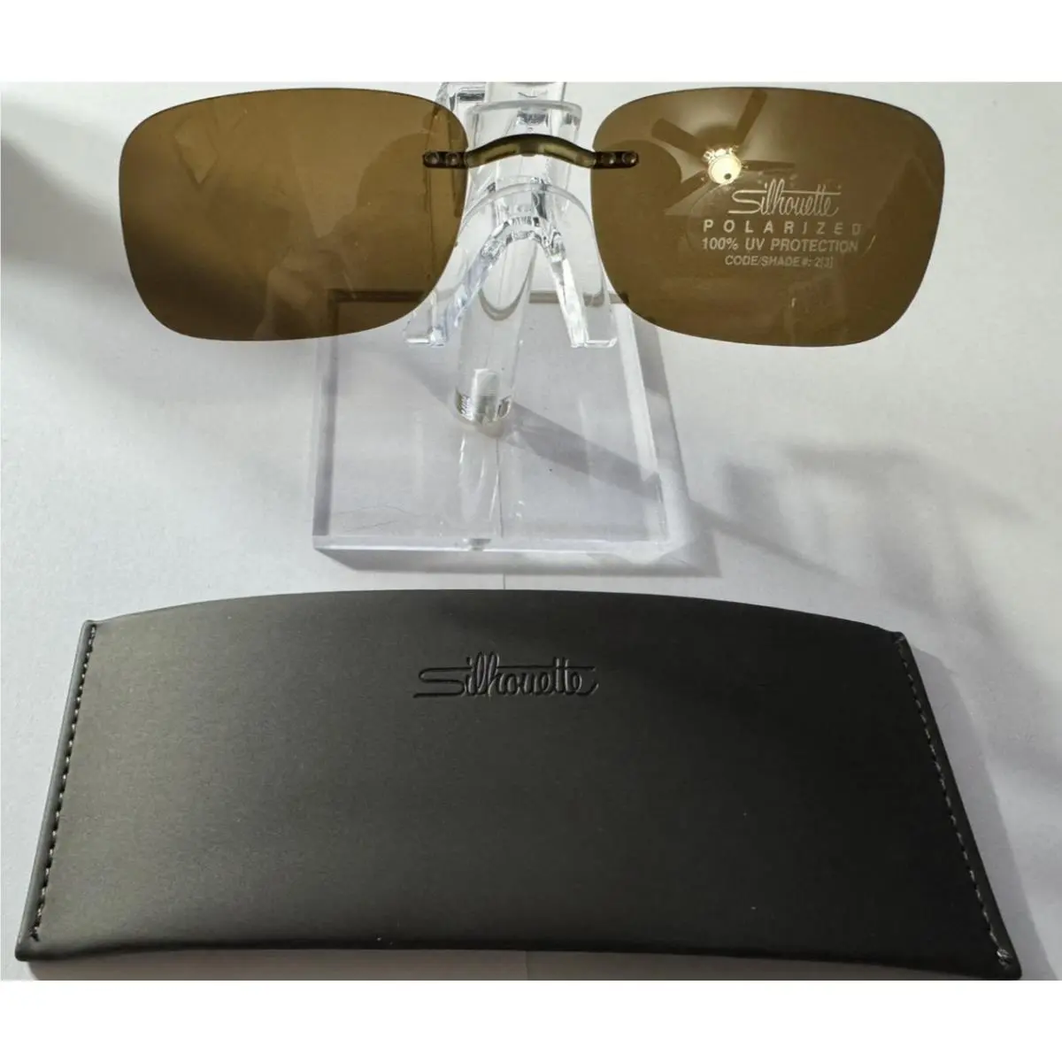 Silhouette 7560 Polarized Clip-on Sunglasses Brown 55-19 36 Tall UV400