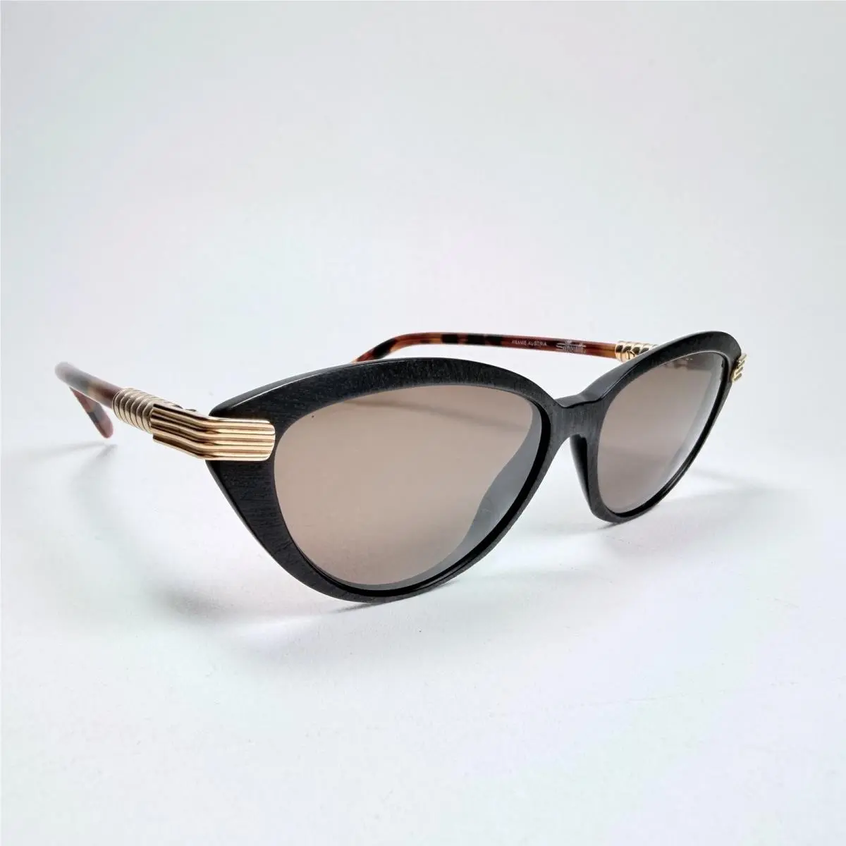 M 9116 /20 C 0091 Sunglasses Black Cat Eye w/ Brown Lens Women`s 52mm by Silhouette