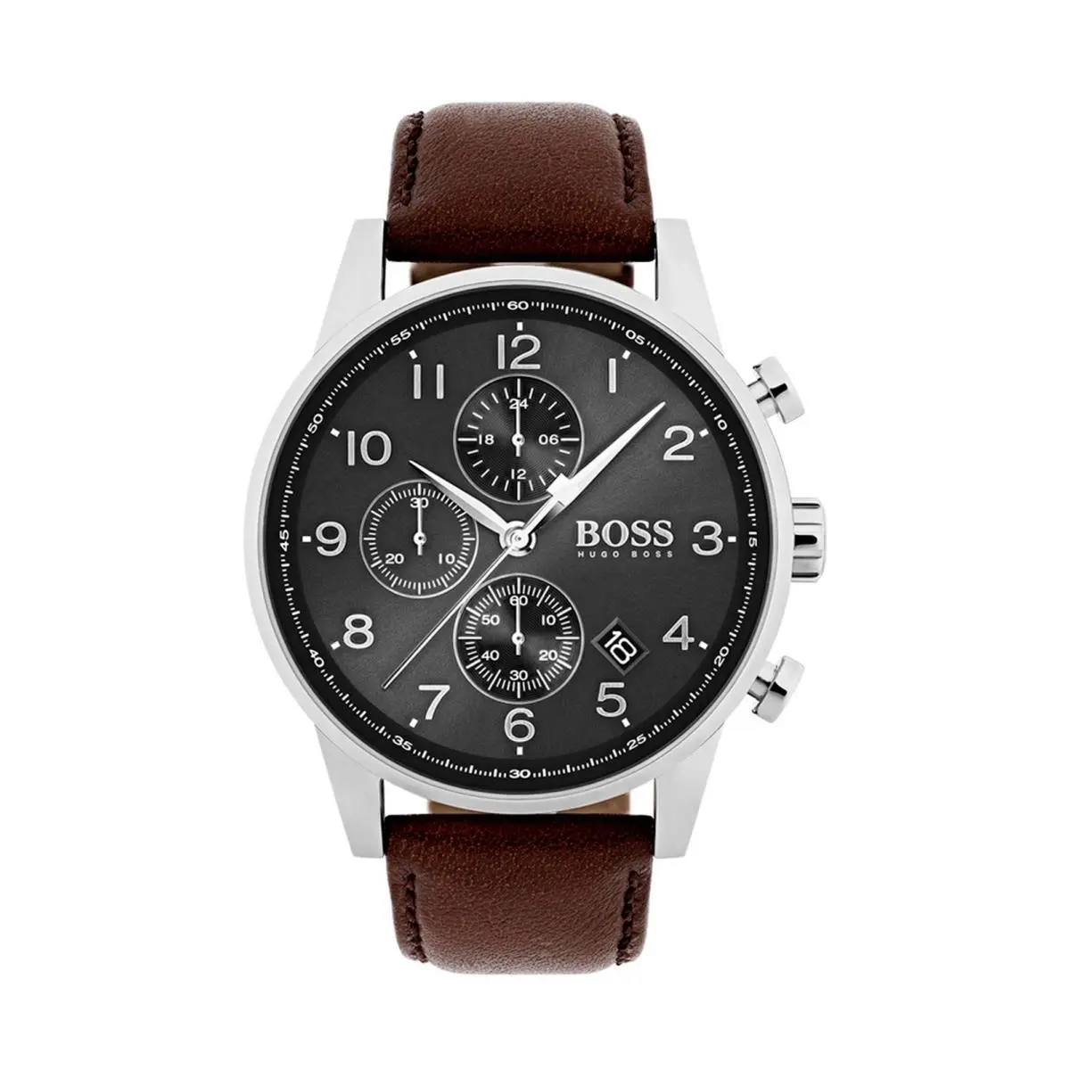 1513494 Navigator Classic Black Dial Brown Leather Straps Mens Watch by Hugo Boss