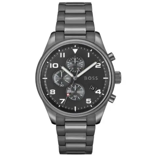 Hugo Boss View Chronograph 1513991 Grey Dial Bracelet 44 MM Quartz Mens Watch