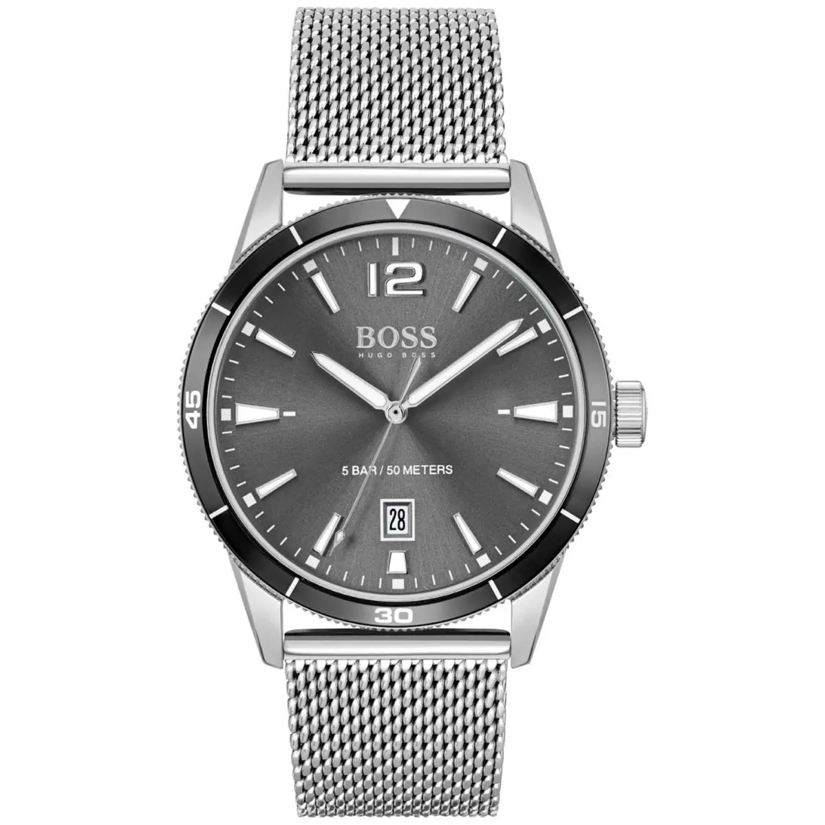 1513900 Drifter Grey Dial Silver Bracelet 42MM Quartz Men`s Watch by Hugo Boss