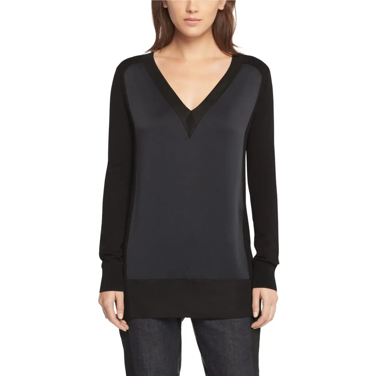 Rag Bone Women`s `vivienne` Colorblock V-neck Tunic Top Black Sz. Small by Rag & Bone