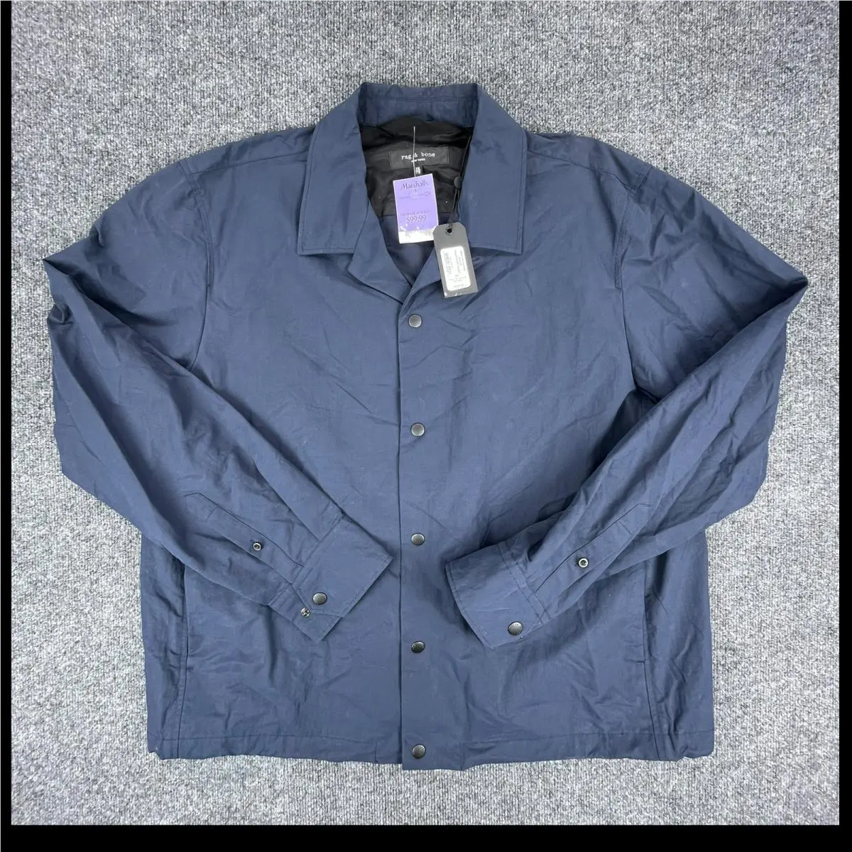 Rag Bone Jacket Mens 2XL Blue Finlay Shirt Snap Front Lined Lightweight Coat by Rag & Bone