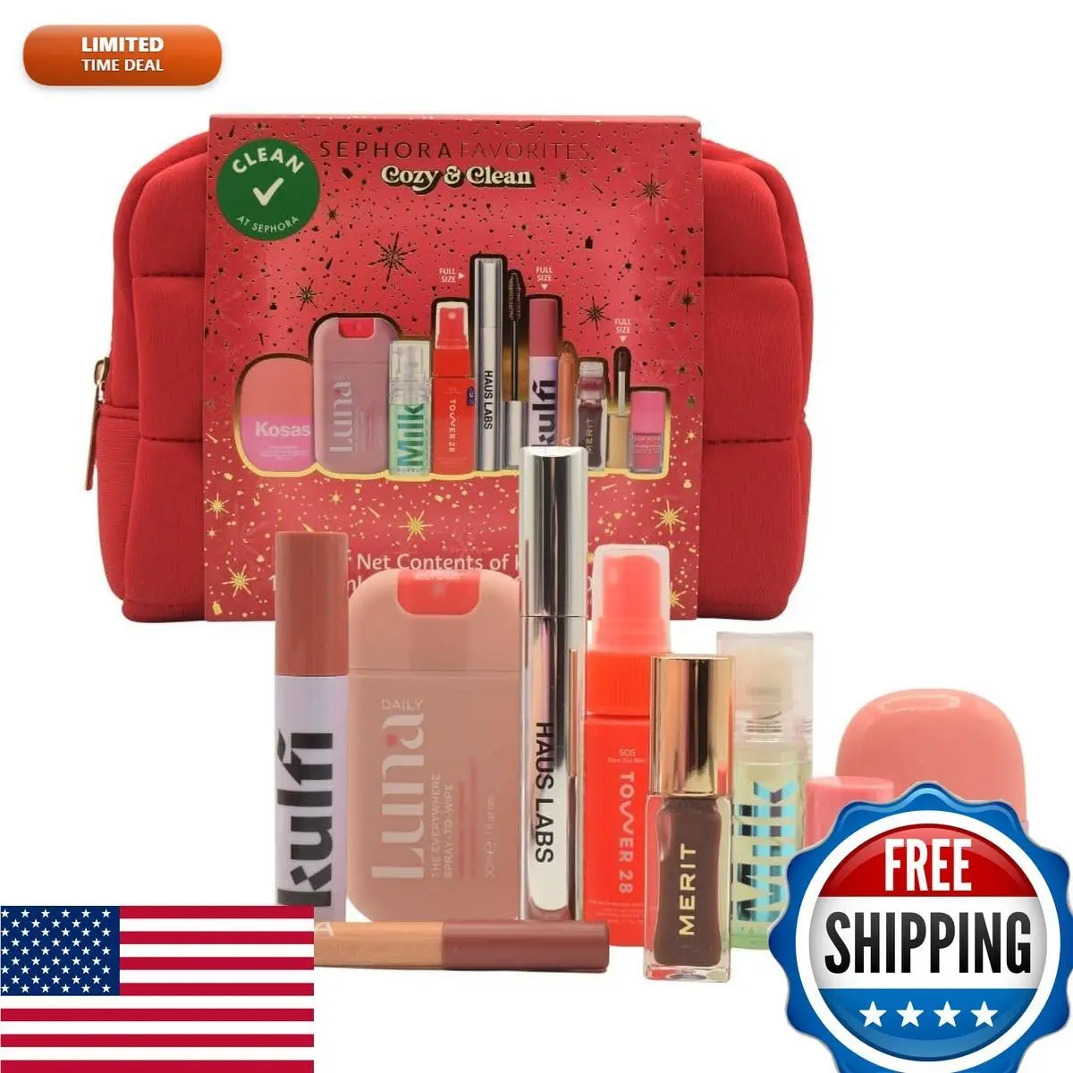 Cozy Clean Makeup Holiday Gift Set - 9 Clean Beauty Essentials by Sephora